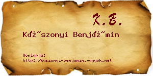 Kászonyi Benjámin névjegykártya