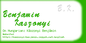 benjamin kaszonyi business card