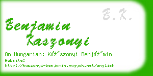 benjamin kaszonyi business card